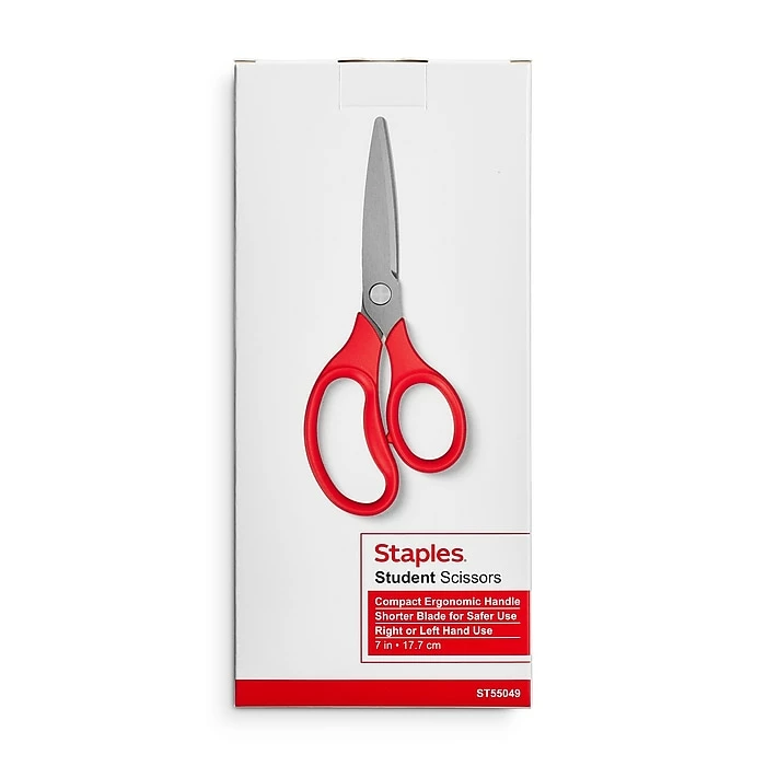 Staples 7" Kids Pointed Tip Stainless Steel Scissors, Straight Handle, Right & Left Handed (TR55049) 6 Staples 7" Kids Pointed Tip Stainless Steel Scissors, Straight Handle, Right & Left Handed (TR55049) - Image 4