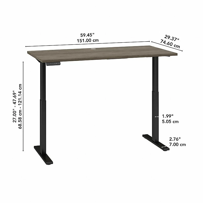 Bush Business Furniture Move 60 Series 27"-48" Adjustable Standing Desk, Modern Hickory/Black (M6S6030MHBK) 7 Bush Business Furniture Move 60 Series 27"-48" Adjustable Standing Desk, Modern Hickory/Black (M6S6030MHBK) - Image 5