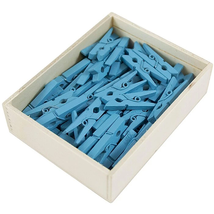 JAM Paper® Wood Clip Clothespins, Medium 1 1/8 Inch, Blue Clothes Pins, 2 Packs Of 50 (230726776A) 5 JAM Paper® Wood Clip Clothespins, Medium 1 1/8 Inch, Blue Clothes Pins, 2 Packs Of 50 (230726776A) - Image 3