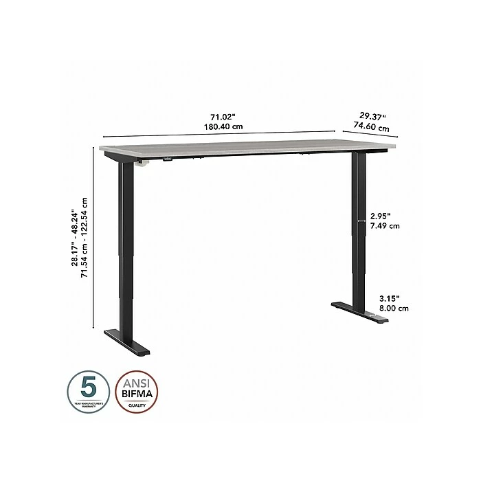 Bush Business Furniture Move 40 28"-48" Adjustable Standing Desk, Platinum Gray/Black (M4S7230PGBK) 7 Bush Business Furniture Move 40 28"-48" Adjustable Standing Desk, Platinum Gray/Black (M4S7230PGBK) - Image 5