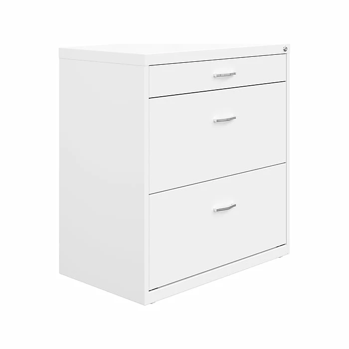 Space Solutions 3-Drawer Lateral File Cabinet, Letter/Legal Size, Lockable, 31.88"H X 30"W X 17.63"D, White (25071) 4 Space Solutions 3-Drawer Lateral File Cabinet, Letter/Legal Size, Lockable, 31.88"H X 30"W X 17.63"D, White (25071) - Image 2