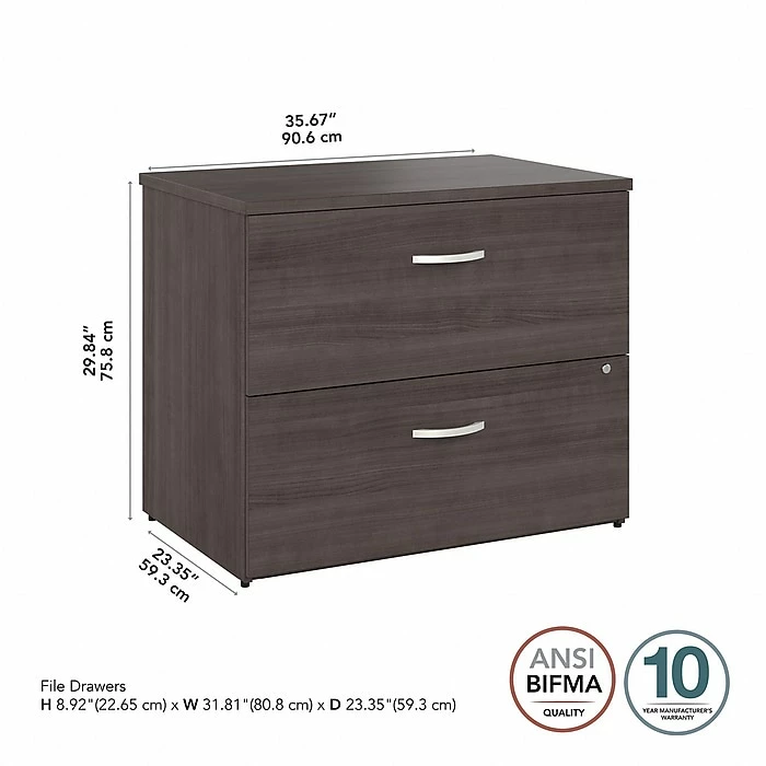 Bush Business Furniture Studio A 2-Drawer Lateral File Cabinet, Locking, Letter/Legal, Storm Gray, 36" (SDF136SGSU-Z) 6 Bush Business Furniture Studio A 2-Drawer Lateral File Cabinet, Locking, Letter/Legal, Storm Gray, 36" (SDF136SGSU-Z) - Image 4