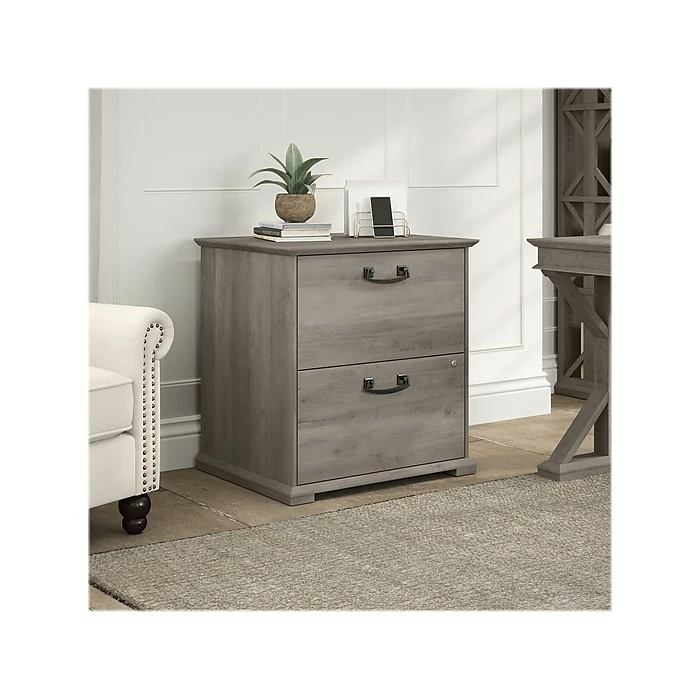 Bush Furniture Homestead 2-Drawer Lateral File Cabinet, Letter/Legal Size, Lockable, 30"H, Driftwood Gray (HOF129DG-03) 4 Bush Furniture Homestead 2-Drawer Lateral File Cabinet, Letter/Legal Size, Lockable, 30"H, Driftwood Gray (HOF129DG-03) - Image 2