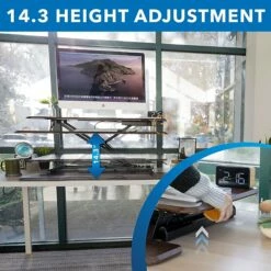 Mount-It! 5"-19"H Adjustable Extra-Wide Sit-Stand Desk Converter, Dark Walnut Woodgrain (MI-15006) -STAPLES Sales 9449F6CB C2D9 4CE0 8F4CD4BDB2BF5525 sc7