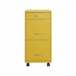 Space Solutions SOHO Organizer 3-Drawer Mobile Vertical File Cabinet, Letter Size, Lockable, 29.52"H X 18"D, Goldfinch (25284)