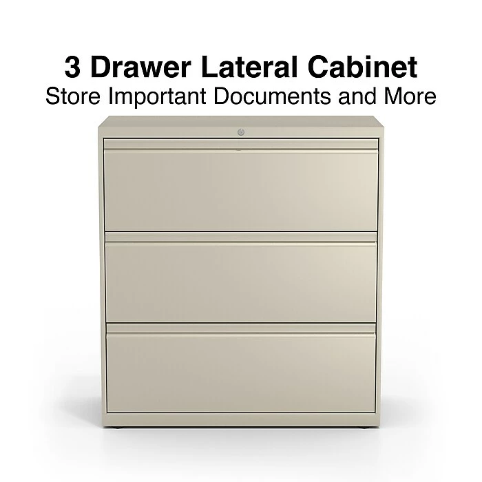 Staples HL8000 Commercial 3-Drawer Lateral File Cabinet, Locking, Letter/Legal, Putty/Beige, 36"W (23197D) 4 Staples HL8000 Commercial 3-Drawer Lateral File Cabinet, Locking, Letter/Legal, Putty/Beige, 36"W (23197D) - Image 2