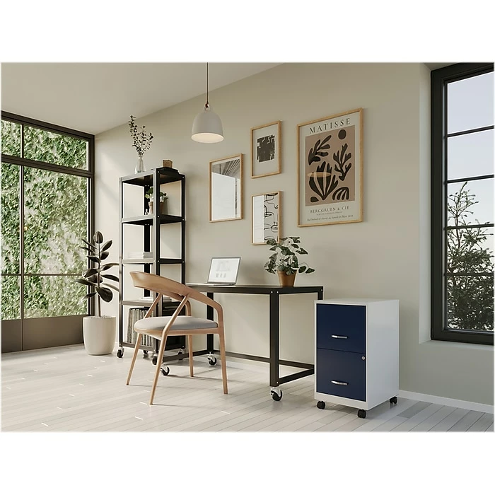 Space Solutions SOHO Smart File 2-Drawer Mobile File Cabinet, Letter Size, Lockable, 26.7"H X 18"D, Pearl White/Navy (25335) 6 Space Solutions SOHO Smart File 2-Drawer Mobile File Cabinet, Letter Size, Lockable, 26.7"H X 18"D, Pearl White/Navy (25335) - Image 4