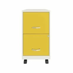Space Solutions SOHO Smart File 2-Drawer Mobile File Cabinet, Letter Size, Lockable, 18"D, Pearl White/Goldfinch (25337)