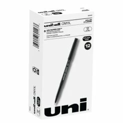Uni-ball Uniball Onyx Rollerball Pens, Fine Point, 0.7mm, Black Ink, Dozen (60143)