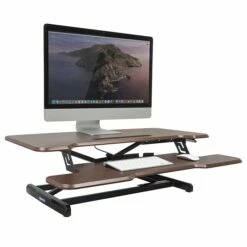Mount-It! 5"-19"H Adjustable Extra-Wide Sit-Stand Desk Converter, Dark Walnut Woodgrain (MI-15006) -STAPLES Sales A4639074 C306 42C5 9B2CC743C8A812F4 sc7