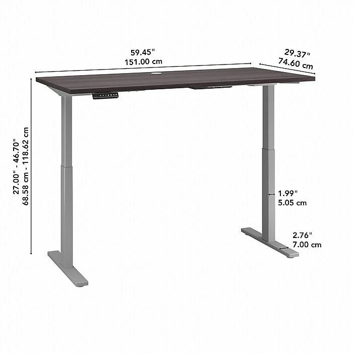 Bush Business Furniture Move 60 Series 27''-47'' Adjustable Standing Desk, Storm Gray (M6S6030SGSK) 7 Bush Business Furniture Move 60 Series 27''-47'' Adjustable Standing Desk, Storm Gray (M6S6030SGSK) - Image 5