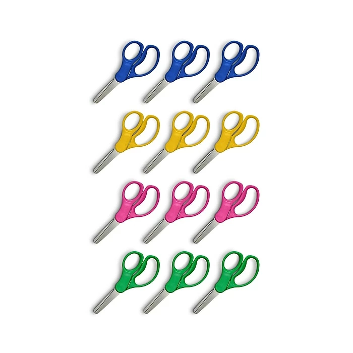 Staples Teacher Pack 5" Kids Blunt Tip Stainless Steel Scissors, Straight Handle, Right And Left Handed, 12/Pack (TR55058) 7 Staples Teacher Pack 5" Kids Blunt Tip Stainless Steel Scissors, Straight Handle, Right And Left Handed, 12/Pack (TR55058) - Image 5