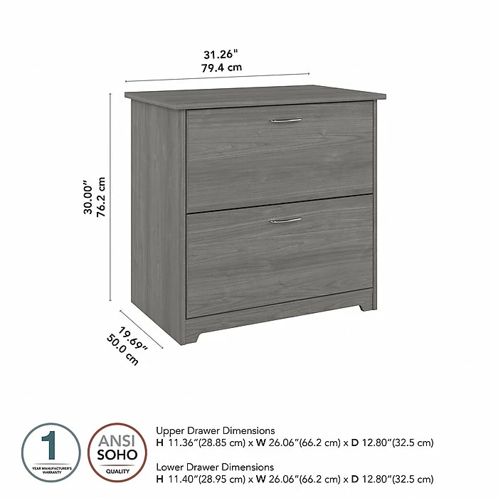 Bush Furniture Cabot 2 Drawer Lateral File Cabinet, Modern Gray (WC31380) 7 Bush Furniture Cabot 2 Drawer Lateral File Cabinet, Modern Gray (WC31380) - Image 5