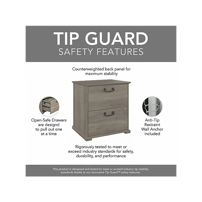 Bush Furniture Homestead 2-Drawer Lateral File Cabinet, Letter/Legal Size, Lockable, 30"H, Driftwood Gray (HOF129DG-03) 6 Bush Furniture Homestead 2-Drawer Lateral File Cabinet, Letter/Legal Size, Lockable, 30"H, Driftwood Gray (HOF129DG-03) - Image 4
