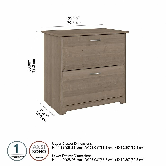 Bush Furniture Cabot 2-Drawer Lateral File Cabinet, Letter/Legal, Ash Gray, 31" (WC31280) 7 Bush Furniture Cabot 2-Drawer Lateral File Cabinet, Letter/Legal, Ash Gray, 31" (WC31280) - Image 5