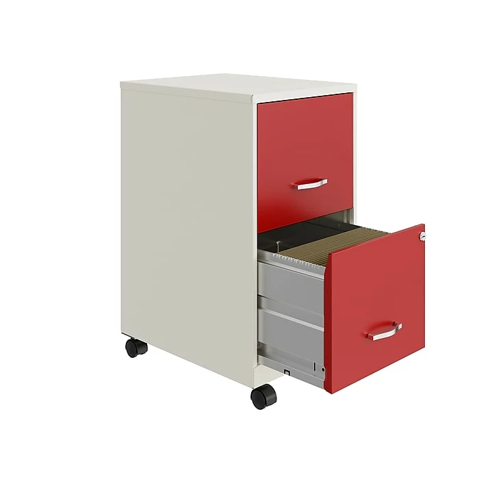 Space Solutions SOHO Smart File 2-Drawer Mobile Vertical File Cabinet, Letter Size, Lockable, 18"D, Pearl White/Lava Red (25273) 6 Space Solutions SOHO Smart File 2-Drawer Mobile Vertical File Cabinet, Letter Size, Lockable, 18"D, Pearl White/Lava Red (25273) - Image 4