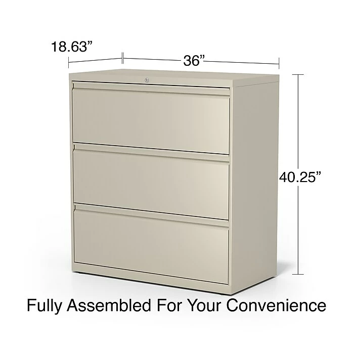 Staples HL8000 Commercial 3-Drawer Lateral File Cabinet, Locking, Letter/Legal, Putty/Beige, 36"W (23197D) 9 Staples HL8000 Commercial 3-Drawer Lateral File Cabinet, Locking, Letter/Legal, Putty/Beige, 36"W (23197D) - Image 7