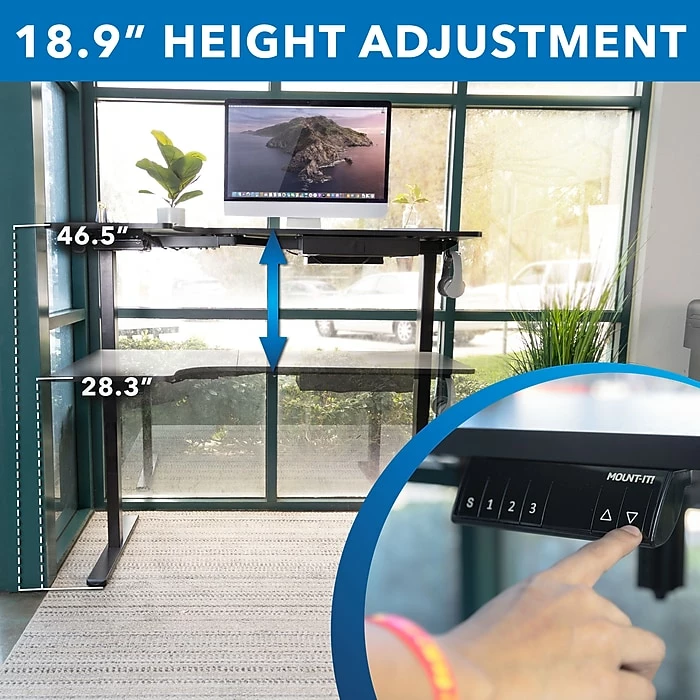 Mount-It! 28"-47"H L-Shape Electric Adjustable Height Standing Corner Desk, Black (MI-15002) 7 Mount-It! 28"-47"H L-Shape Electric Adjustable Height Standing Corner Desk, Black (MI-15002) - Image 5