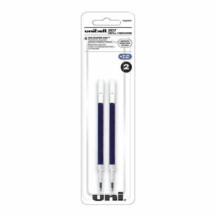 Uni-ball 207 Gel-Ink Pen Refills, Medium Tip, Blue Ink, 2/pack (71207PP) 3 Uni-ball 207 Gel-Ink Pen Refills, Medium Tip, Blue Ink, 2/pack (71207PP)