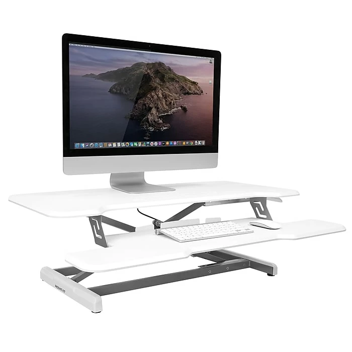 Mount-It! 5"-19"H Adjustable Standing Extra-Wide Desk Converter, White (MI-15005) 4 Mount-It! 5"-19"H Adjustable Standing Extra-Wide Desk Converter, White (MI-15005) - Image 2