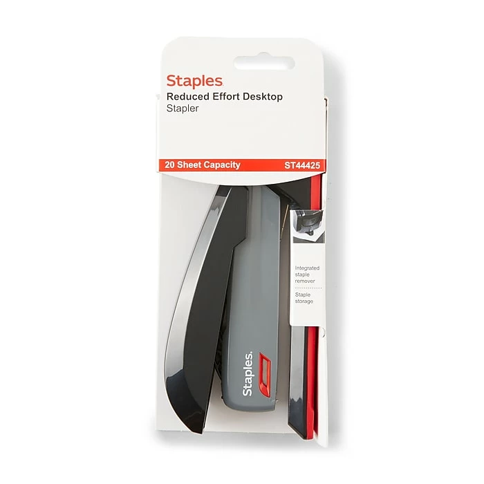 Staples One-Touch Desktop Stapler, 20 Sheet Capacity, Gray/Black/Red, 500 (44425) 10 Staples One-Touch Desktop Stapler, 20 Sheet Capacity, Gray/Black/Red, 500 (44425) - Image 8