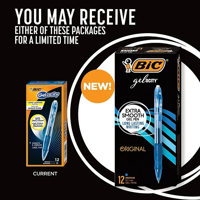 BIC Gel-ocity Original Retractable Gel Pens, Medium Point, Blue Ink, Dozen (31564/RLC11) 4 BIC Gel-ocity Original Retractable Gel Pens, Medium Point, Blue Ink, Dozen (31564/RLC11) - Image 2
