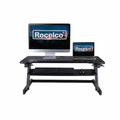 Rocelco 37.5" Deluxe Height Adjustable Standing Desk Converter, Large Retractable Keyboard Tray, Black (R DADRB) -STAPLES Sales C4672B85 4FE4 491D A50EC5E6E8724145 sc7