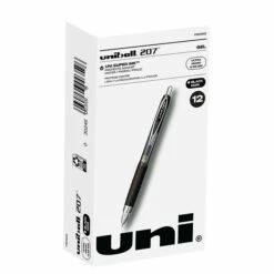 Uni-ball Uniball 207 Retractable Gel Pens, Ultra Micro Point, 0.38mm, Black Ink, Dozen (1790922)