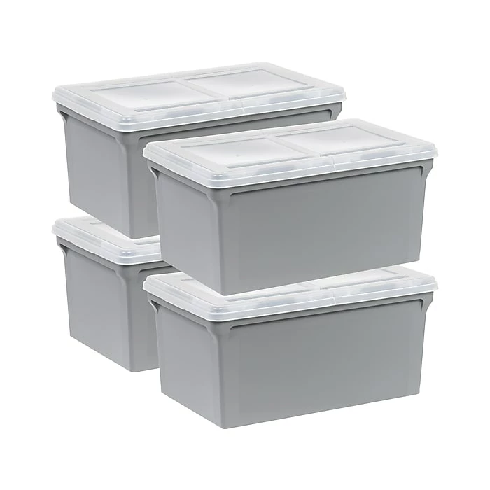 Iris Plastic File Box With Split Lid, Letter Size, Gray, 4/Pack (500167) 11 Iris Plastic File Box With Split Lid, Letter Size, Gray, 4/Pack (500167) - Image 9