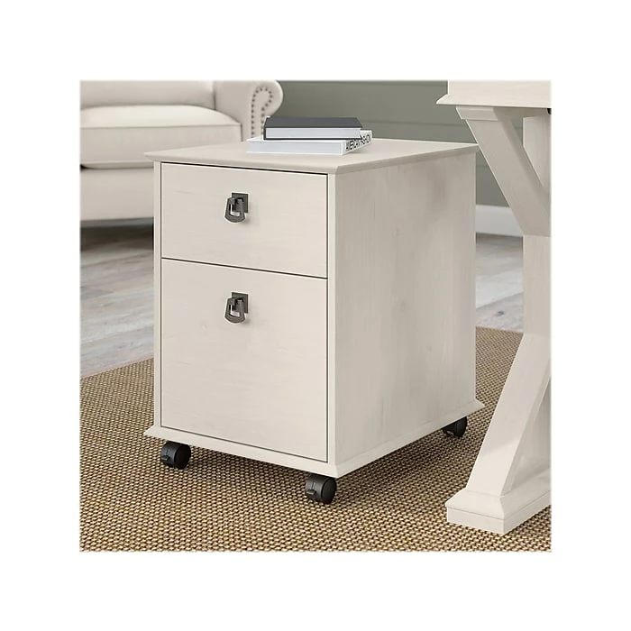 Bush Furniture Homestead 2-Drawer Mobile File Cabinet, Letter/Legal Size, Linen White Oak (HOF117LW-03) 4 Bush Furniture Homestead 2-Drawer Mobile File Cabinet, Letter/Legal Size, Linen White Oak (HOF117LW-03) - Image 2