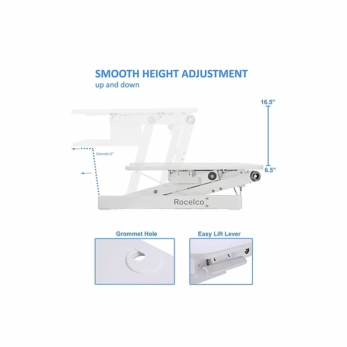 Rocelco 37" Deluxe Adjustable Desk Riser, White (R DADRW) 4 Rocelco 37" Deluxe Adjustable Desk Riser, White (R DADRW) - Image 2