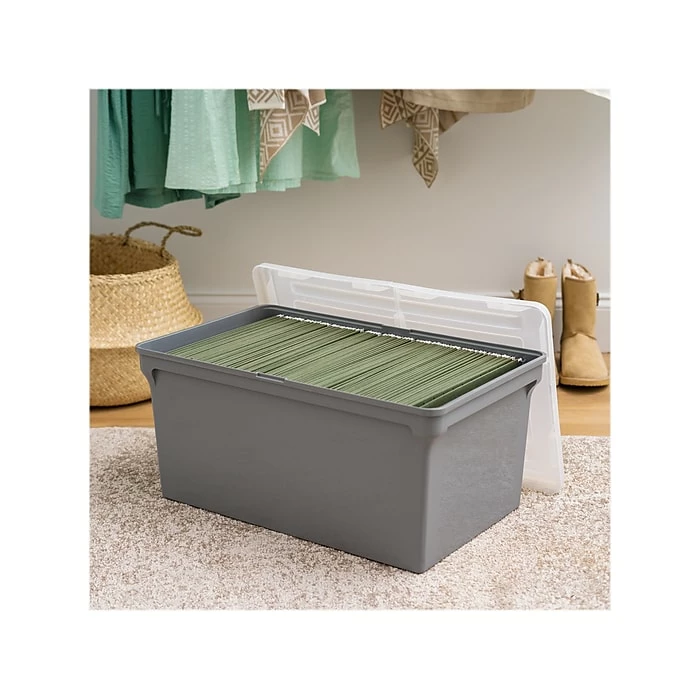 Iris Plastic File Box With Split Lid, Letter Size, Gray, 4/Pack (500167) 10 Iris Plastic File Box With Split Lid, Letter Size, Gray, 4/Pack (500167) - Image 8