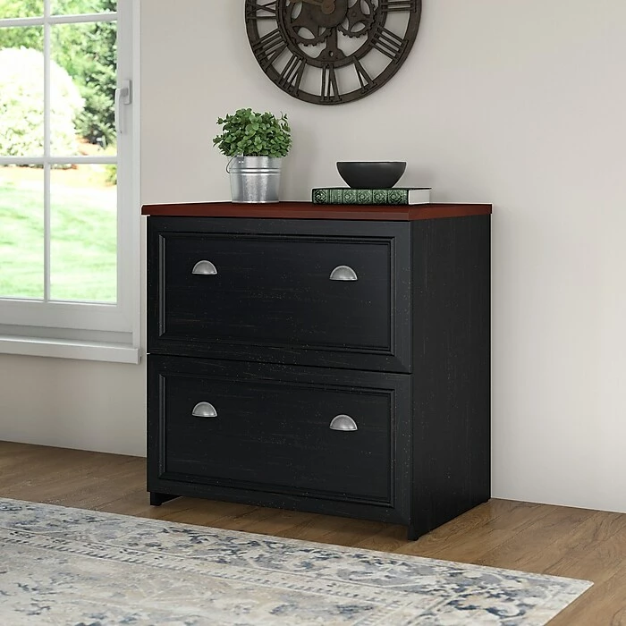 Bush Furniture Fairview Lateral File Cabinet, Antique Black/Hansen Cherry (WC53981-03) 5 Bush Furniture Fairview Lateral File Cabinet, Antique Black/Hansen Cherry (WC53981-03) - Image 3