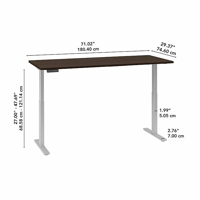 Bush Business Furniture Move 60 Series 27"-48" Adjustable Standing Desk, Black Walnut/Cool Gray Metallic (M6S7230BWSK) 7 Bush Business Furniture Move 60 Series 27"-48" Adjustable Standing Desk, Black Walnut/Cool Gray Metallic (M6S7230BWSK) - Image 5