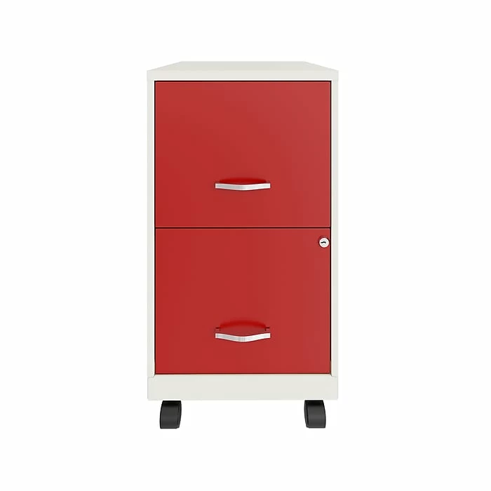 Space Solutions SOHO Smart File 2-Drawer Mobile Vertical File Cabinet, Letter Size, Lockable, 18"D, Pearl White/Lava Red (25273) 3 Space Solutions SOHO Smart File 2-Drawer Mobile Vertical File Cabinet, Letter Size, Lockable, 18"D, Pearl White/Lava Red (25273)