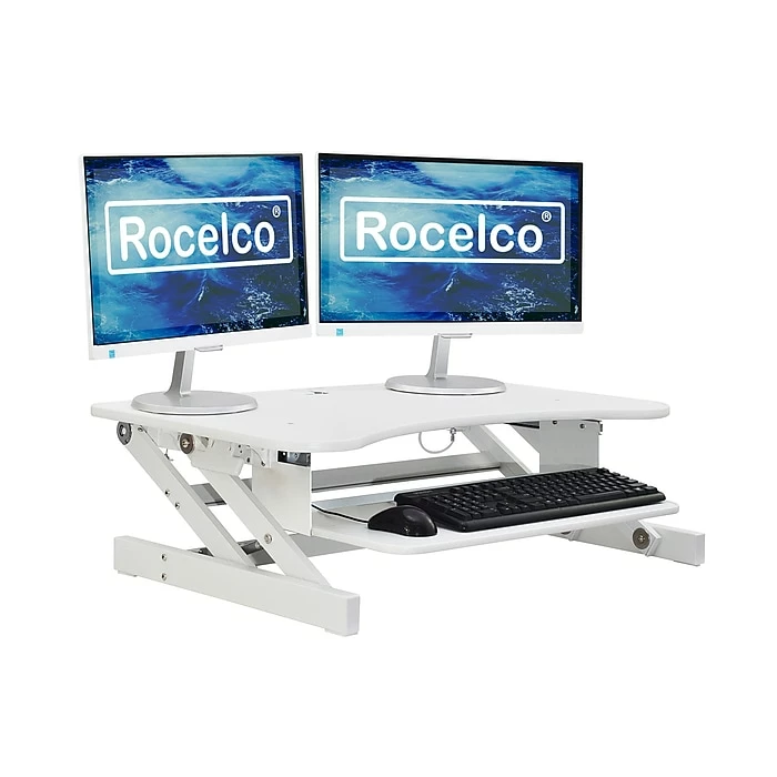 Rocelco 37" Deluxe Adjustable Desk Riser, White (R DADRW) 3 Rocelco 37" Deluxe Adjustable Desk Riser, White (R DADRW)