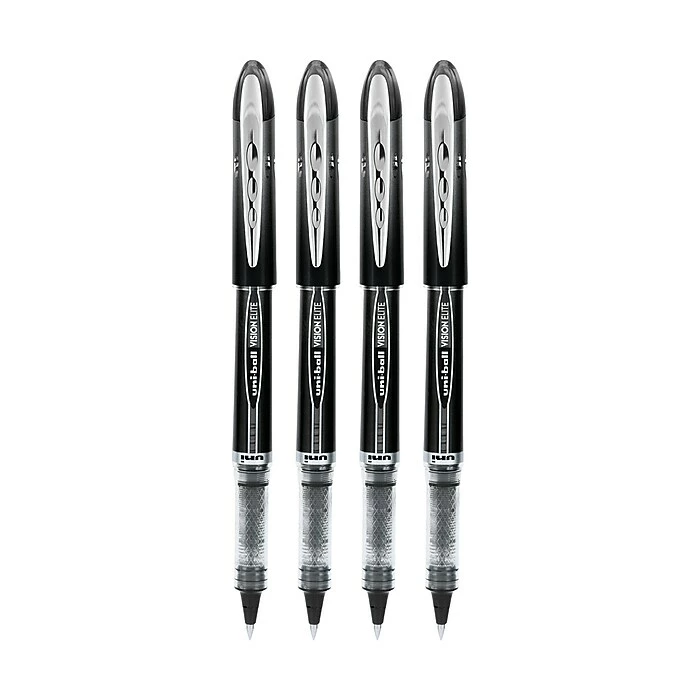 Uni-ball VISION ELITE Rollerball Pen, Micro Point, Black Ink, 4/Pack (69112) 4 Uni-ball VISION ELITE Rollerball Pen, Micro Point, Black Ink, 4/Pack (69112) - Image 2