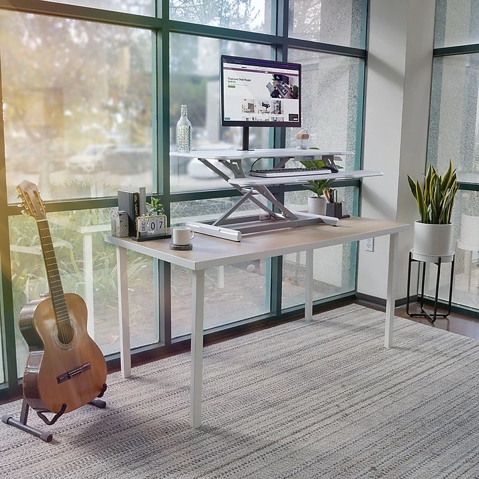 Mount-It! 5"-19"H Adjustable Standing Extra-Wide Desk Converter, White (MI-15005) 6 Mount-It! 5"-19"H Adjustable Standing Extra-Wide Desk Converter, White (MI-15005) - Image 4