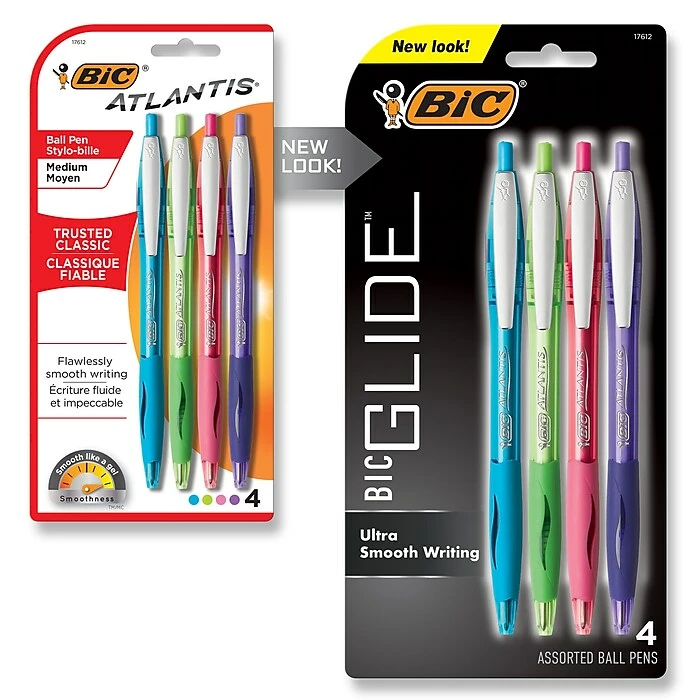 BIC Glide Original Retractable Ballpoint Pens, Medium, Assorted Fashion Colors, 4/Pack 3 BIC Glide Original Retractable Ballpoint Pens, Medium, Assorted Fashion Colors, 4/Pack - Image 2