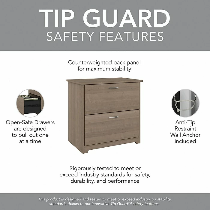 Bush Furniture Cabot 2-Drawer Lateral File Cabinet, Letter/Legal, Ash Gray, 31" (WC31280) 6 Bush Furniture Cabot 2-Drawer Lateral File Cabinet, Letter/Legal, Ash Gray, 31" (WC31280) - Image 4