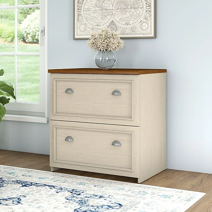 Bush Furniture Fairview Lateral File Cabinet, Antique White/Tea Maple (WC53281-03) 5 Bush Furniture Fairview Lateral File Cabinet, Antique White/Tea Maple (WC53281-03) - Image 3