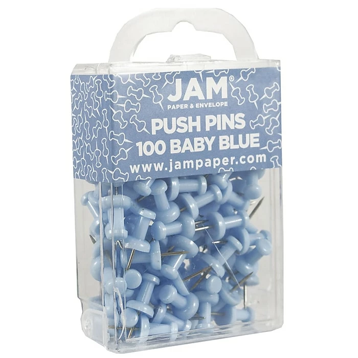 JAM Paper Push Pins, Baby Blue, 2 Packs Of 100 (222419047A) 4 JAM Paper Push Pins, Baby Blue, 2 Packs Of 100 (222419047A) - Image 2