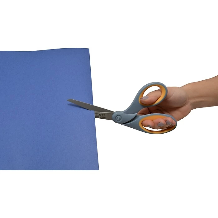 Westcott Titanium Bonded 8" Titanium Multi-Purpose/Heavy Duty Scissor, Sharp Tip, Gray/Yellow (13731) 6 Westcott Titanium Bonded 8" Titanium Multi-Purpose/Heavy Duty Scissor, Sharp Tip, Gray/Yellow (13731) - Image 4