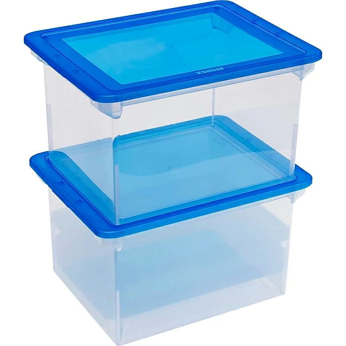 Storex File Storage Box With Snap-On Lid, Letter/Legal Size, Clear/Blue (STX61508U01C) 4 Storex File Storage Box With Snap-On Lid, Letter/Legal Size, Clear/Blue (STX61508U01C) - Image 2
