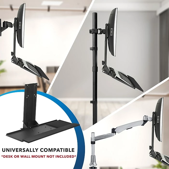 Mount-It! Monitor And Keyboard Wall Mount, Height Adjustable Standing Keyboard Tray, 25" W Tray, VESA Mount Required (MI-7915) 9 Mount-It! Monitor And Keyboard Wall Mount, Height Adjustable Standing Keyboard Tray, 25" W Tray, VESA Mount Required (MI-7915) - Image 8