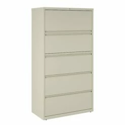 Staples Commercial HL8000 5 File Drawers Lateral File Cabinet, Locking, Putty/Beige, Letter/Legal, 36"W (21744D)