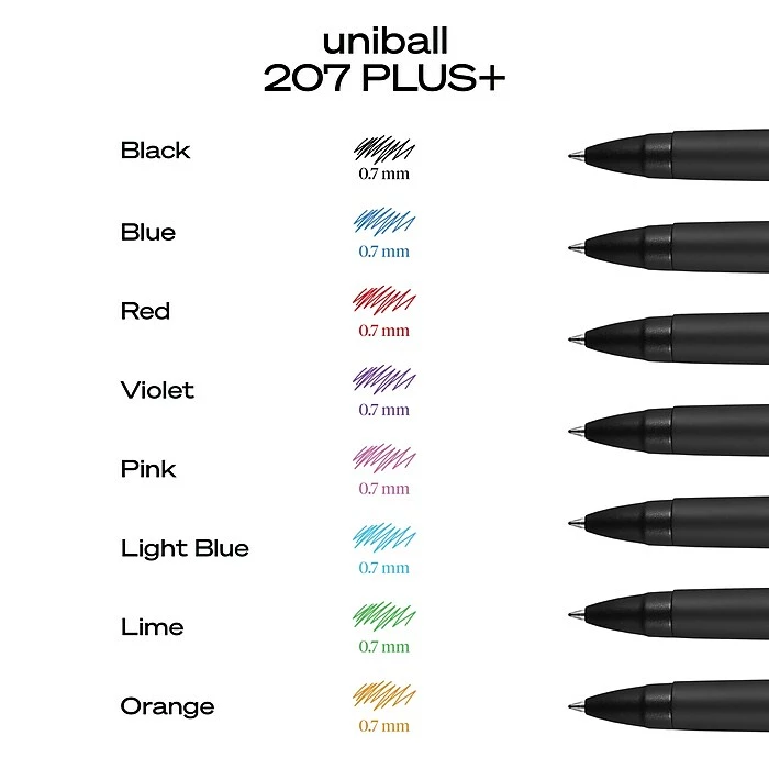 Uni-ball Uniball 207 Plus+ Retractable Gel Pens, Medium Point, 0.7mm, Blue Ink, 4/Pack (70142) 7 Uni-ball Uniball 207 Plus+ Retractable Gel Pens, Medium Point, 0.7mm, Blue Ink, 4/Pack (70142) - Image 5