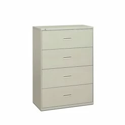 HON Lateral File, 4 Drawers, Molded Pull, Light Gray Finish, 36"W (BSX484LQ)