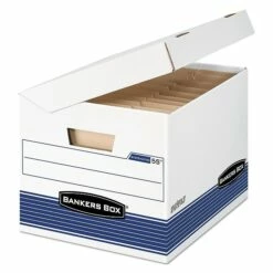 Bankers Box Systematic Medium-Duty FastFold File Storage Boxes, Flip-Top Lid, Letter/Legal Size, White/Blue, 12/Ct (0005502) -STAPLES Sales m002275319 sc7