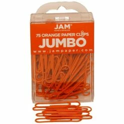JAM Paper Jumbo Paper Clips, Orange, 75/Pack (42186871)